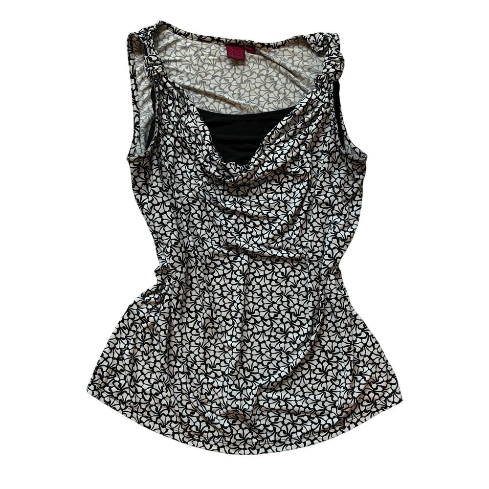 212 Collection Black & White Drop Neck Top - Size S
